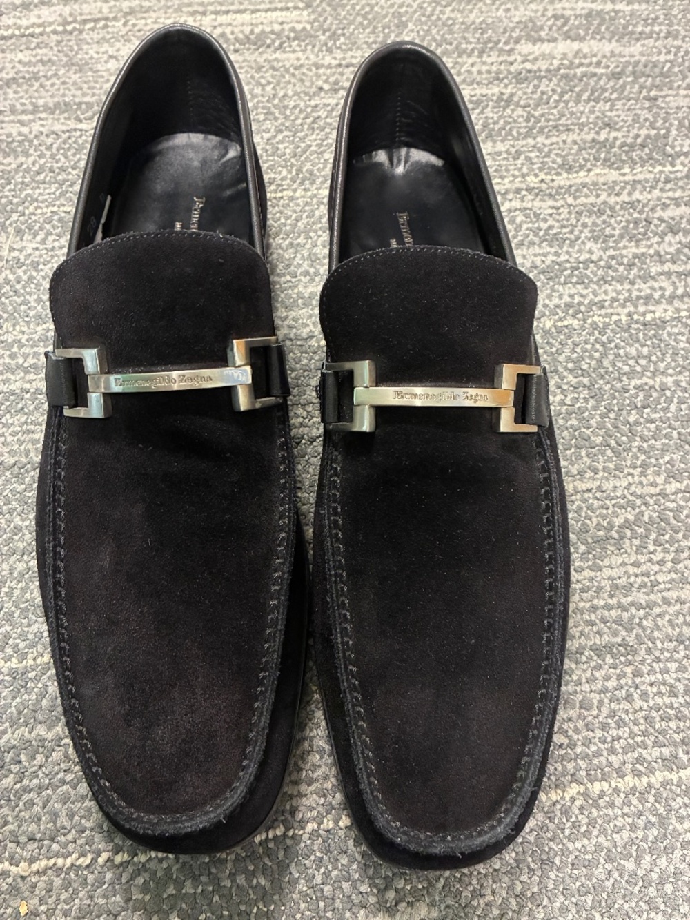 Authentic Zegna Horsebit Black Suede Loafers